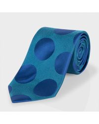 Paul Smith | Blue Jade And Navy Polka Dot Classic Silk Tie for Men | Lyst