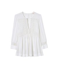 Rebecca Taylor | White Long Sleeve Silk & Lace Top | Lyst