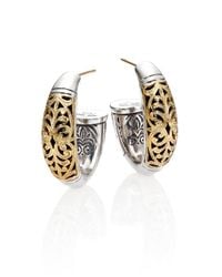 Konstantino | Metallic Classic Daphne 18K Yellow Gold & Sterling Silver Filigree Hoop Earrings/0.9 | Lyst