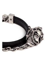 Alexander McQueen | Black Harness Skull Leather Bracelet | Lyst