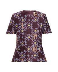 Mary Katrantzou | Purple Jacquard Peplum Top | Lyst