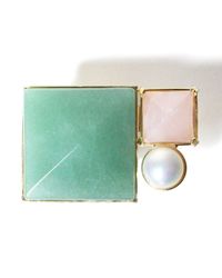 Volha - Green Aventurine And Rose Ring - Lyst