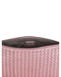 Bottega Veneta | Pink Small Grosgrain Effect Leather Clutch | Lyst
