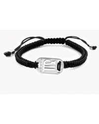 Tateossian | Metallic Zodiac Silver Virgo Black Macramé Bracelet for Men | Lyst