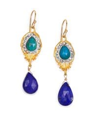 Alexis Bittar | Blue Elements Maldivian Chrysocolla, Lapis & Crystal Feathered Drop Earrings | Lyst
