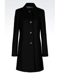 Armani Jeans | Black Coat In Wool Broadcloth | Lyst