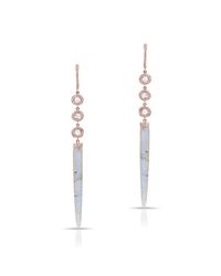 Anne Sisteron - Pink 14kt Rose Gold Diamond Slice Labradorite Drop Earrings - Lyst