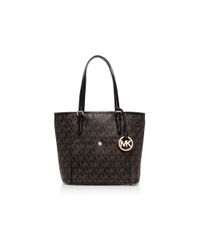 MICHAEL Michael Kors | Black Logo Jet Set Medium Snap Pocket Tote | Lyst