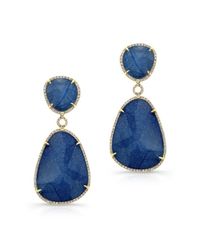 Anne Sisteron - 14kt Yellow Gold Blue Sapphire Diamond Organic Shape Earrings - Lyst