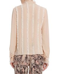 Paul & Joe | Pink Ls Silk Ruffle Blouse | Lyst