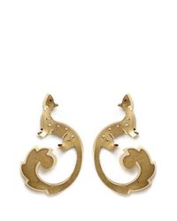 Lanvin Metallic Squirrel Cutout Brass Earrings