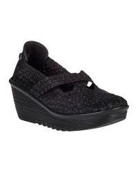 Bernie Mev | Cleopatra Wedge Metallic Black Fabric | Lyst