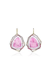 Jemma Wynne | Pink One Of A Kind Bicolor Tourmaline Slice Earrings | Lyst