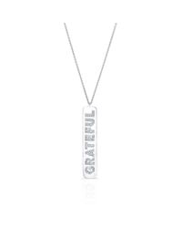 Anne Sisteron - Metallic 14kt White Gold Diamond Grateful Tag Necklace - Lyst