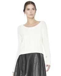 Alice + Olivia - Natural Boxy Cable Sweater - Lyst