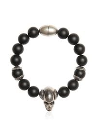 Emanuele Bicocchi | Black Onyx Beads & Silver Skull Bracelet for Men | Lyst