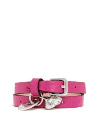 Alexander McQueen | Pink Skull Charm Double Wrap Leather Bracelet | Lyst