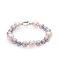 Majorica | 8Mm-12Mm Multicolor Round Pearl & Sterling Silver Strand Bracelet | Lyst