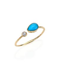 Jacquie Aiche | Blue Turquoise, Diamond & 14k Yellow Gold Teardrop Waif Wrap Ring | Lyst