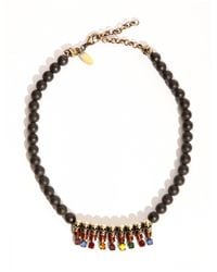 Pixie Market - Black Agate Beaded Skull Necklace - Lyst