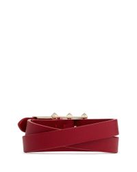 Valentino | Red Single 'rockstud' Leather Bracelet | Lyst