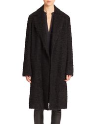 Helmut Lang | Black Shaggy Alpaca & Virgin Wool Coat | Lyst