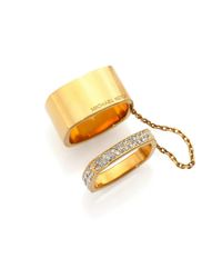 Michael Kors | Metallic Heritage Logo Pavé Chained Square Ring Set | Lyst