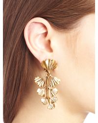 Oscar de la Renta | Metallic Russian Gold Gingko Leaf Earrings | Lyst