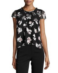 Rebecca Taylor - Black Alyssum Burnout Silk-blend Top - Lyst
