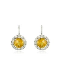 FORZIERI | Metallic 043 Ct Diamond Pave 18k Gold Earrings W/citrine Quartz | Lyst