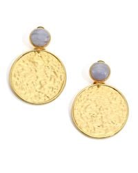 Nest | Metallic Blue Lace Agate Hammered Drop Earrings | Lyst