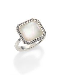 Ippolita | White Stella Mother-Of-Pearl, Clear Quartz, Diamond & Sterling Silver Large Square Ring | Lyst