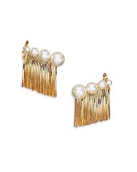 Ca&Lou | Metallic Inez Faux Pearl Fringe Drop Earrings/goldtone | Lyst