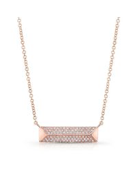 Anne Sisteron - Pink 14kt Rose Gold Diamond Pyramid Bar Necklace - Lyst