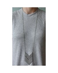Spectrum | Gray Chevron Leather Necklace | Lyst