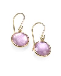 Ippolita | Pink Lollipop Amethyst, Mother-Of-Pearl & 18K Yellow Gold Mini Doublet Drop Earrings | Lyst