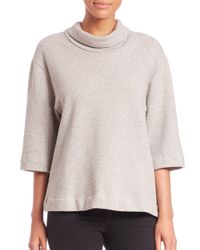 James Perse | Gray Oversized Funnelneck Top | Lyst