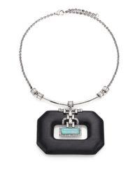 Alexis Bittar | Metallic Coral Deco Lucite, Amazonite & Crystal Baguette Stepped Statement Pendant Necklace | Lyst