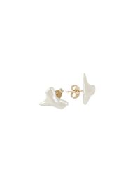 Nektar De Stagni White Pearl Shark Tooth Earrings