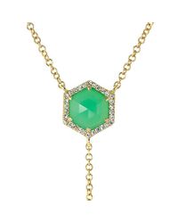 Anne Sisteron - Green 14kt Yellow Gold Chrysophase Diamond Flirt Necklace - Lyst