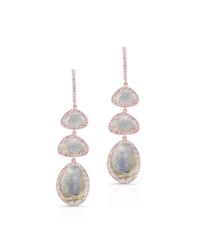 Anne Sisteron - Pink 14kt Rose Gold Labradorite Diamond Trickle Earrings - Lyst