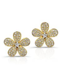 Anne Sisteron | Metallic 14kt Yellow Gold Diamond Flower Earrings | Lyst