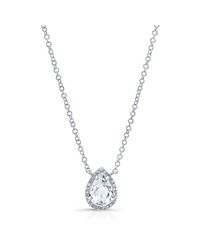 Anne Sisteron - Metallic 14kt White Gold Pear White Topaz Diamond Necklace - Lyst