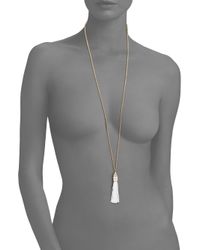 Eddie Borgo | Metallic White Lace Agate, Crystal, Enamel & Silk Cone Tassel Necklace | Lyst