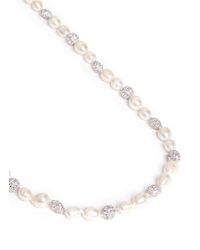 CZ by Kenneth Jay Lane | White Pavé Bead Faux Baroque Pearl Necklace | Lyst
