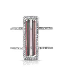 Anne Sisteron - Metallic 14kt White Gold Aquamarine Diamond Beam Ring - Lyst