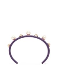 Valentino | Purple 'rockstud' Faux Pearl Leather Cuff | Lyst