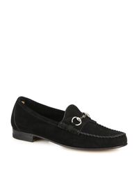 Gucci | Black Frame Horsebit Suede Moccasins | Lyst