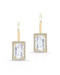 Anne Sisteron | Metallic 14kt Yellow Gold Rectangle White Topaz Diamond Earrings | Lyst