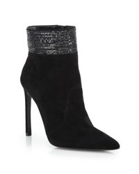 Stuart Weitzman | Black Highbeam Pave Crystal & Suede Booties | Lyst